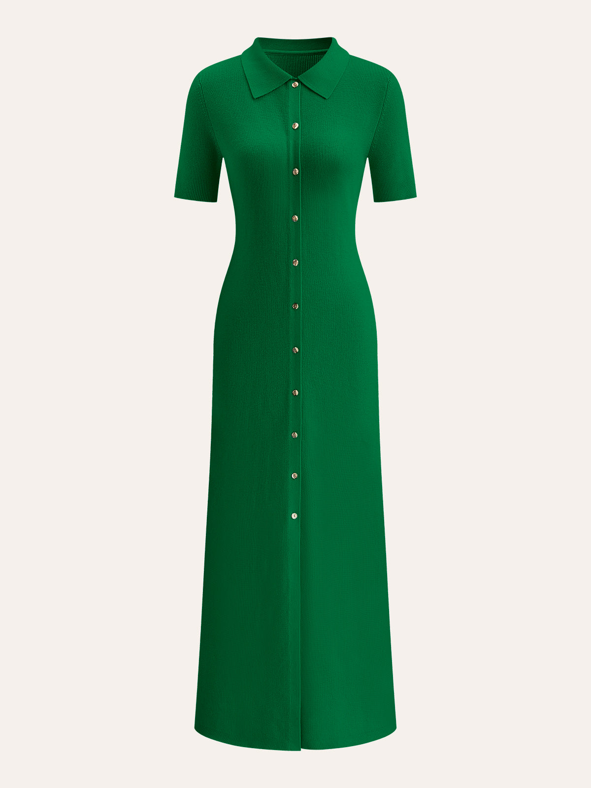 Chic Midi Dress with Metal Collar Buttons