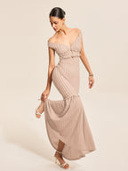 Ruffled Off-Shoulder Dress with Elegant Detailing