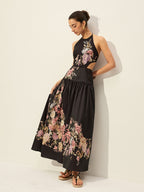 Floral Halter Dress Featuring Cut-Out Neck Detail