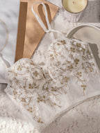 Floral Lace Crop Top with Semi-Sheer Mesh Corset