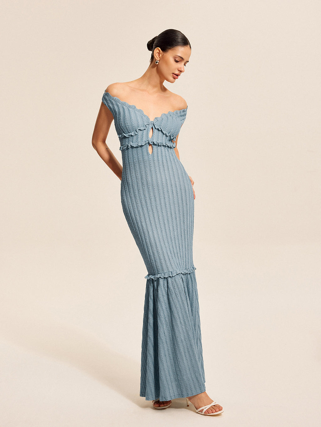 Off-Shoulder Dress with Ruffle Accents
