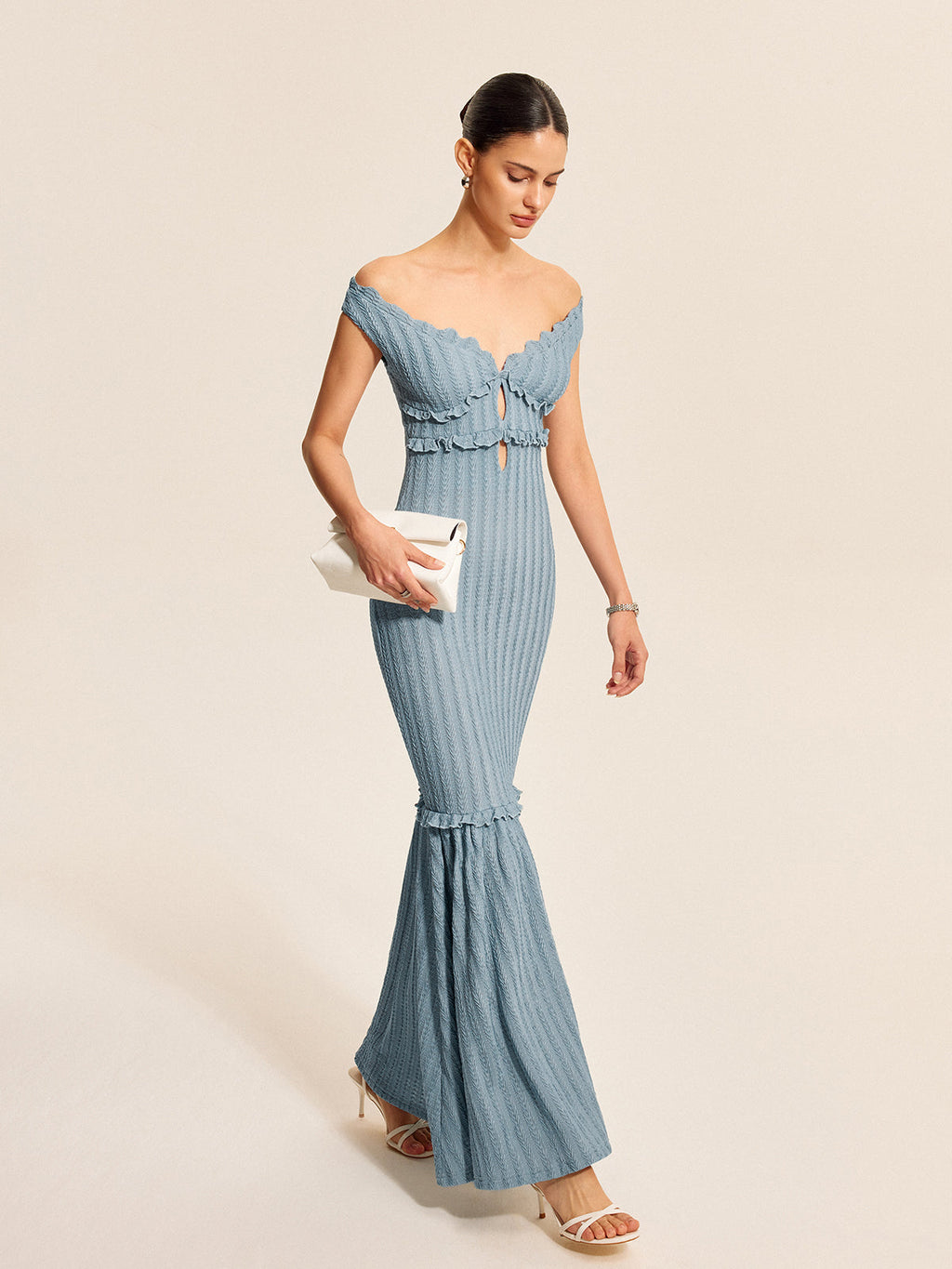 Off-Shoulder Dress with Ruffle Accents