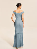 Off-Shoulder Dress with Ruffle Accents