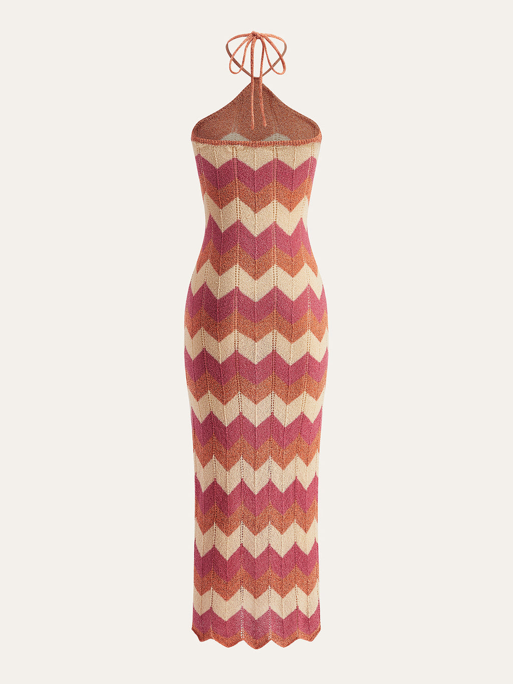 Color Block Halter Dress with Knotted Split Sweater