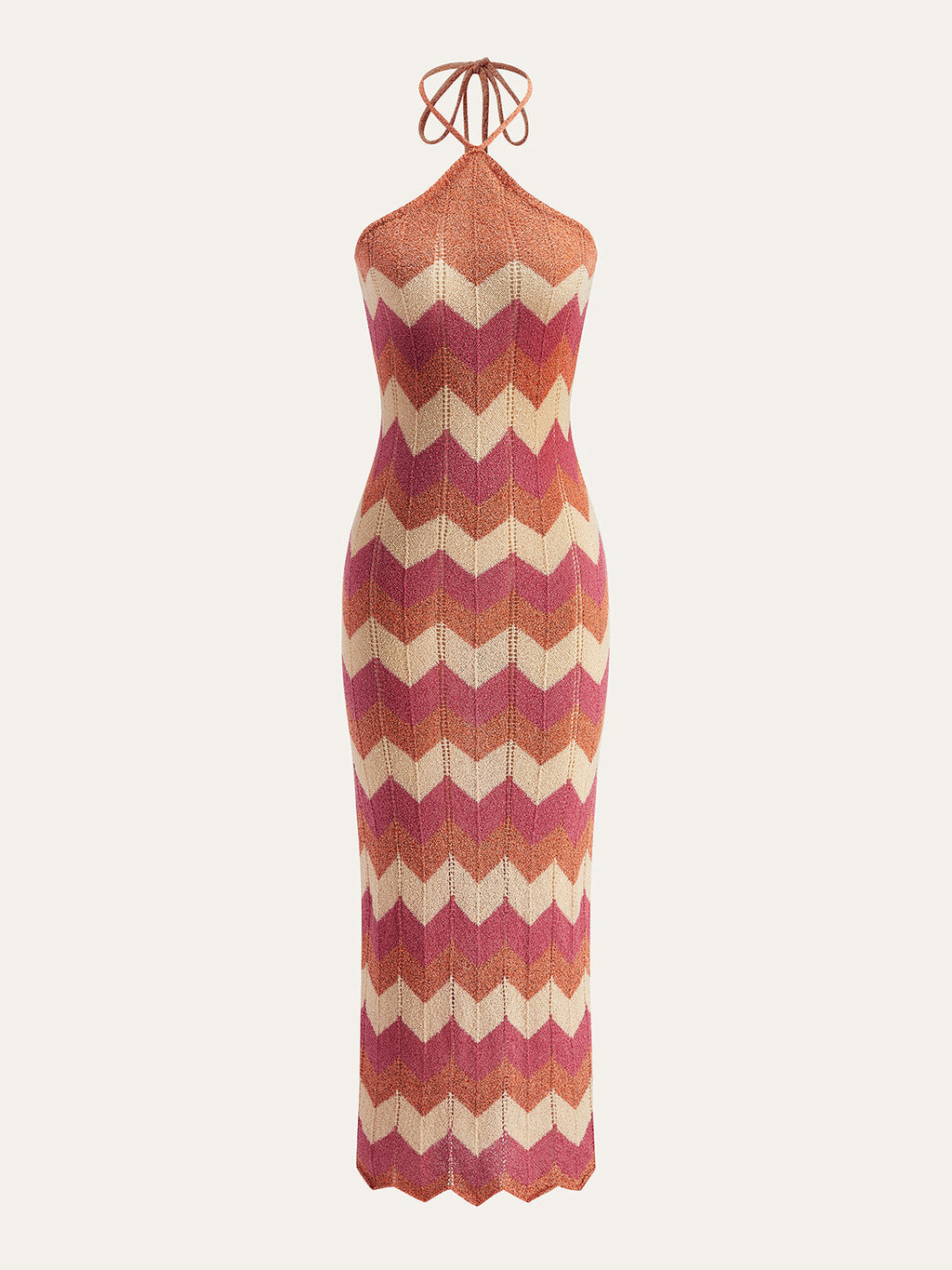 Color Block Halter Dress with Knotted Split Sweater
