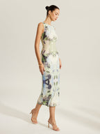 Floral Sleeveless Dress with Breathable Mesh Design