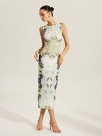Floral Sleeveless Dress with Breathable Mesh Design