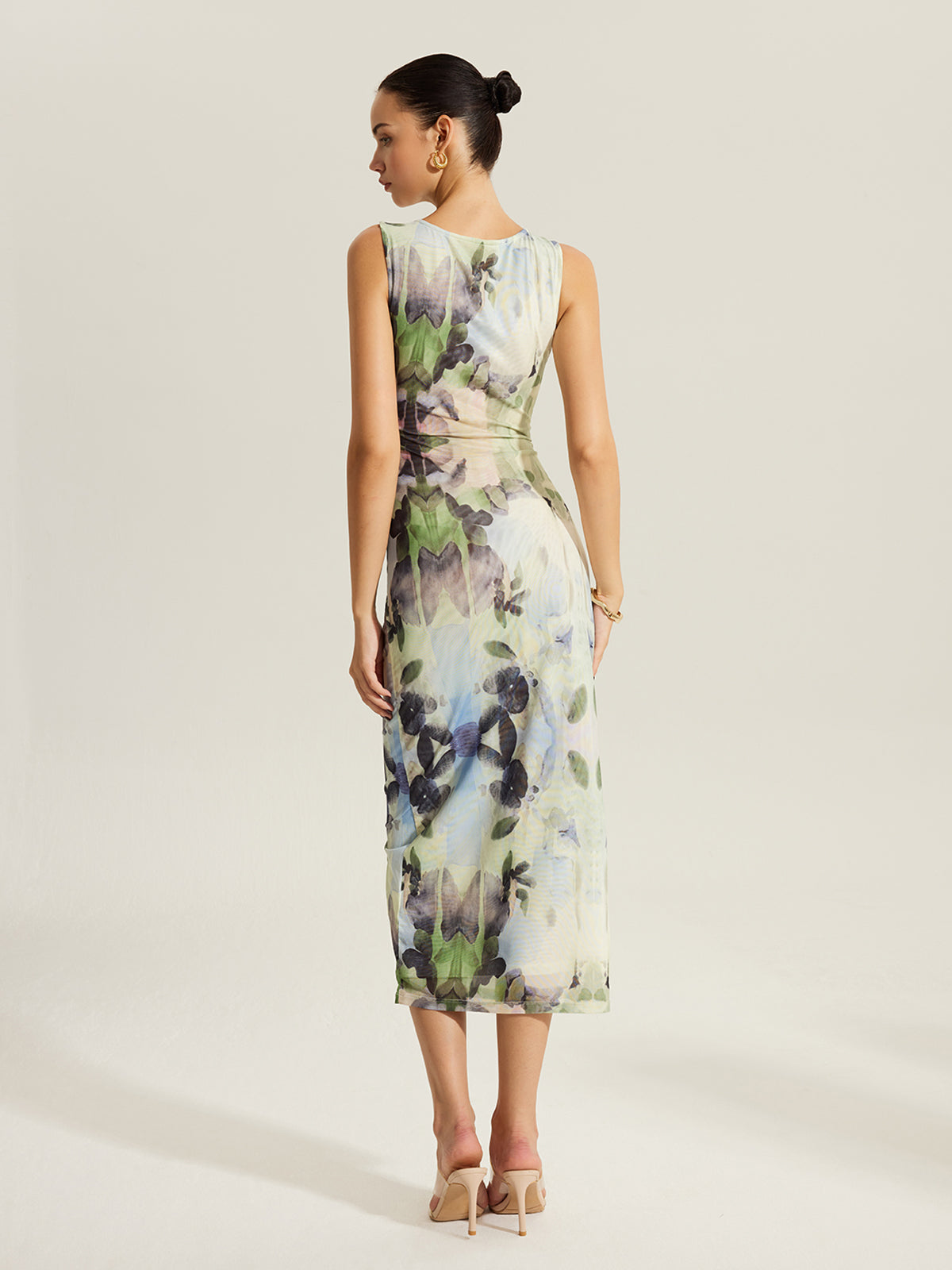 Floral Sleeveless Dress with Breathable Mesh Design