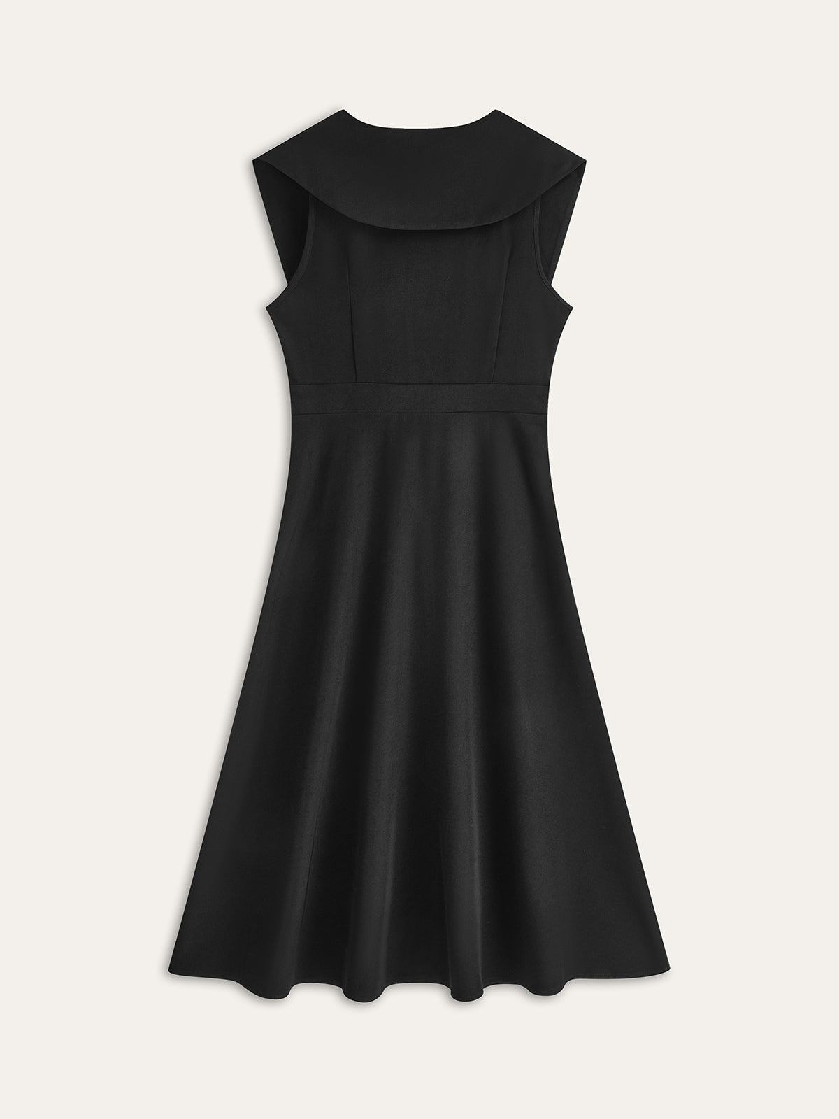 Wide-Collar Button-Down Dress with Pleated Details