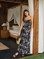 Floral Print Dress with Backless Cami Design