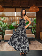 Floral Print Dress with Backless Cami Design