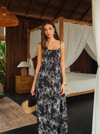 Floral Print Dress with Backless Cami Design