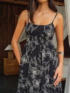 Floral Print Dress with Backless Cami Design