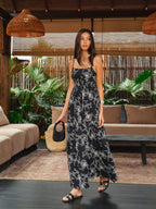 Floral Print Dress with Backless Cami Design