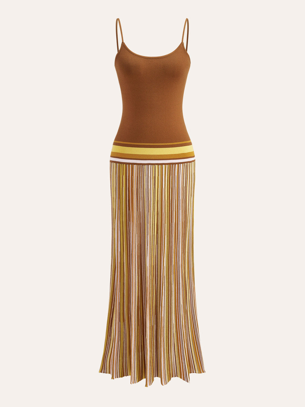 Striped Sleeveless Knit Dress with Cami Design