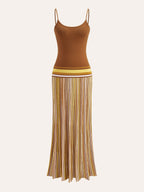 Striped Sleeveless Knit Dress with Cami Design