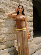 Striped Sleeveless Knit Dress with Cami Design