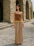 Striped Sleeveless Knit Dress with Cami Design