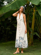 Boho Backless Dress with Tie-Front Detail