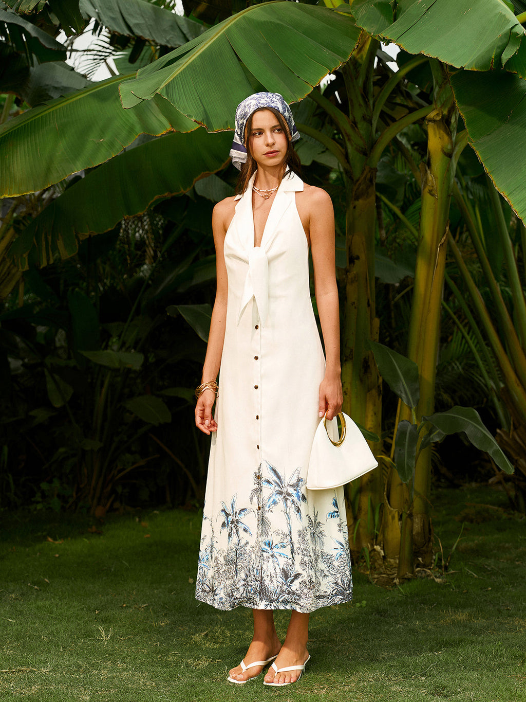 Boho Backless Dress with Tie-Front Detail