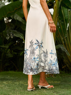 Boho Backless Dress with Tie-Front Detail