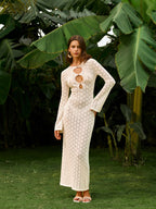 Semi-Sheer Knit Dress with Stylish Cut-Out Details