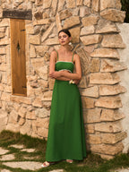 Cotton and Linen Dress with Back Bow Detail