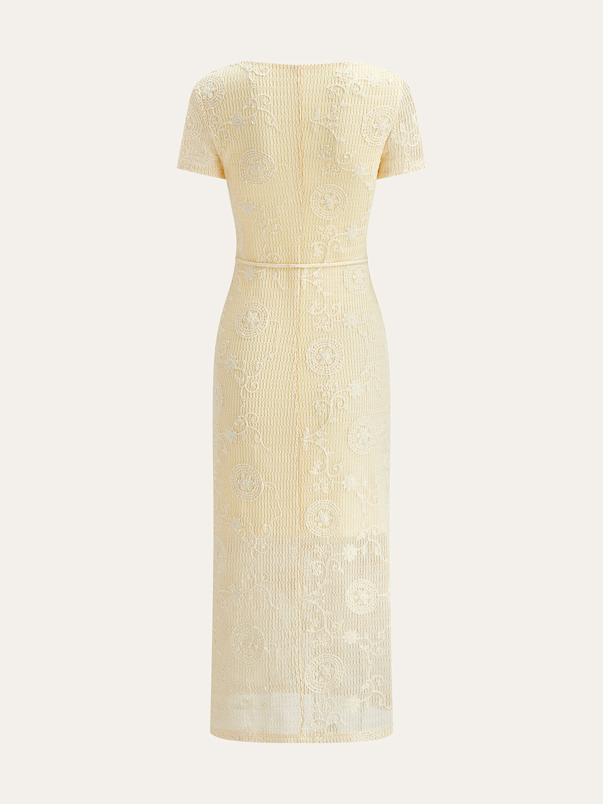 Belted Crochet Midi Dress with Textured Detail