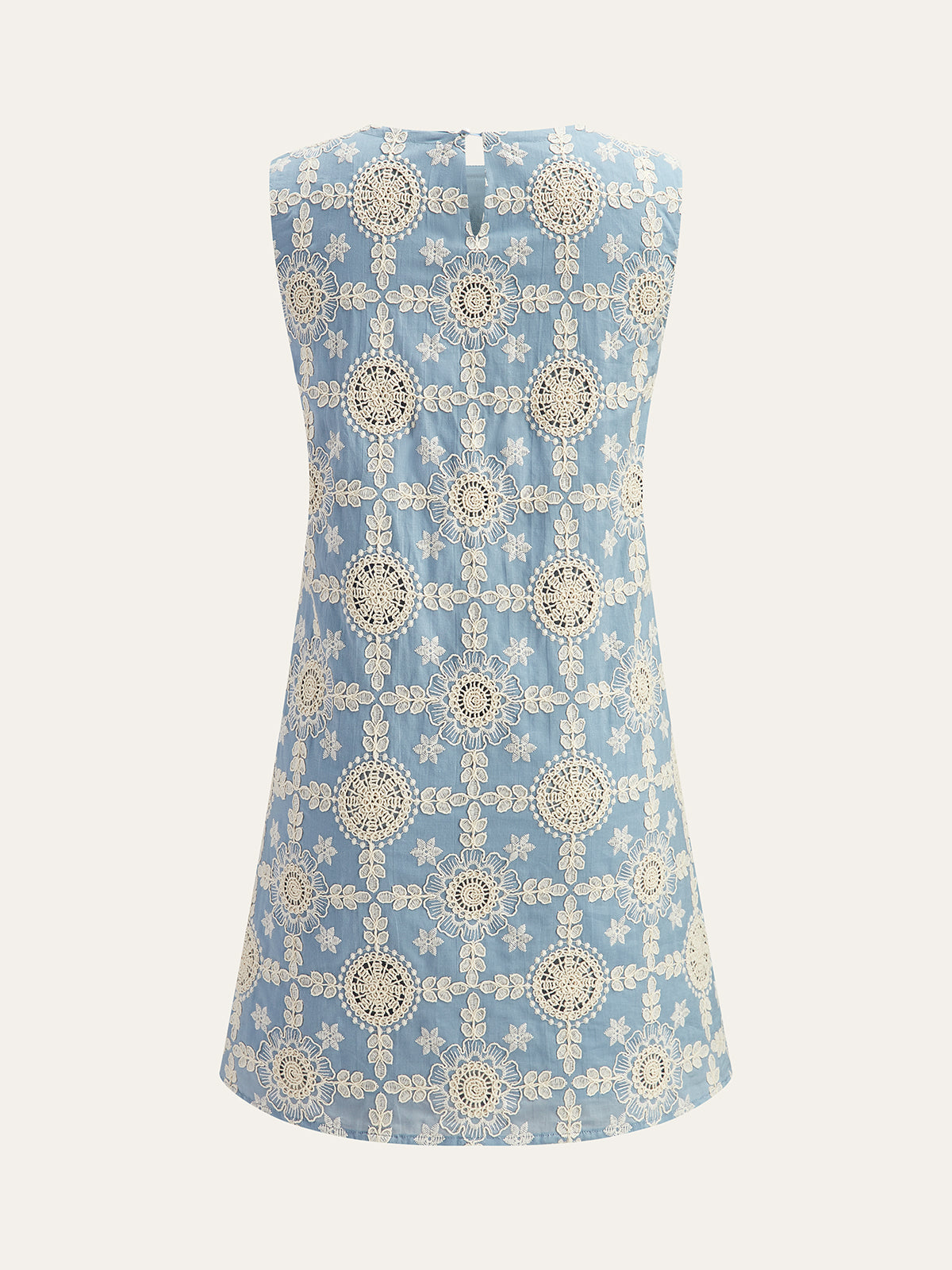 Cotton Dress with Elegant Sleeveless Embroidery