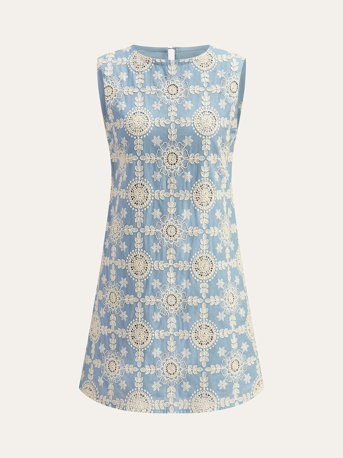 Cotton Sleeveless Dress with Detailed Embroidery