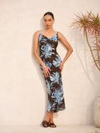 Floral Sleeveless Dress with Tie-Back Detail