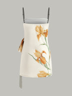 Side Tie Cami Dress with Floral Pattern