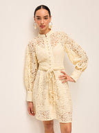 Delicate Lace Dress with Belt Detail