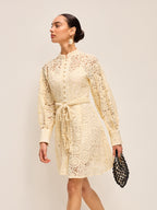 Delicate Lace Dress with Belt Detail