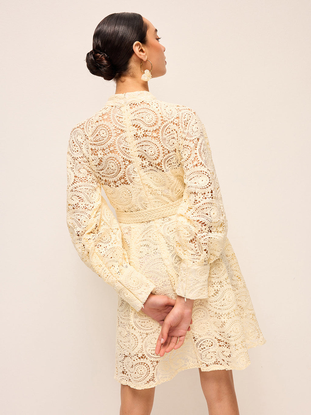 Delicate Lace Dress with Belt Detail