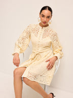 Delicate Lace Dress with Belt Detail
