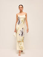 Floral Dress with Lace-Up Backless Design