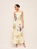 Floral Dress with Lace-Up Backless Design