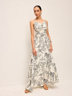 Ruched Floral Cami Dress with Adjustable Straps