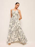 Ruched Floral Cami Dress with Adjustable Straps