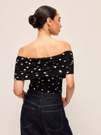 Chic Off-Shoulder Bodysuit with Playful Polka Dots