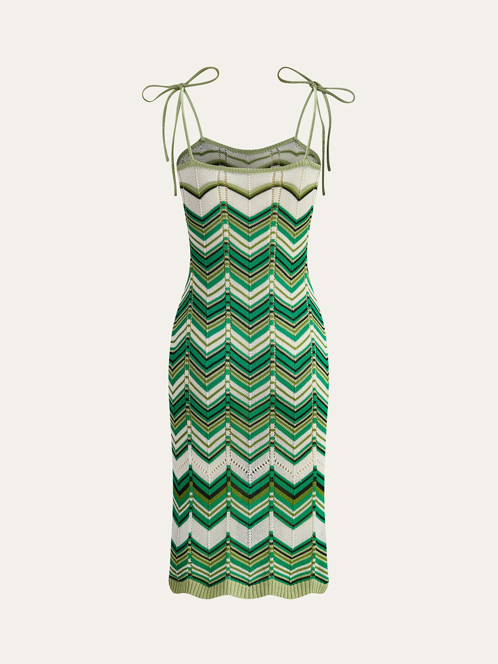 Chevron Knit Midi Dress with Tie Straps
