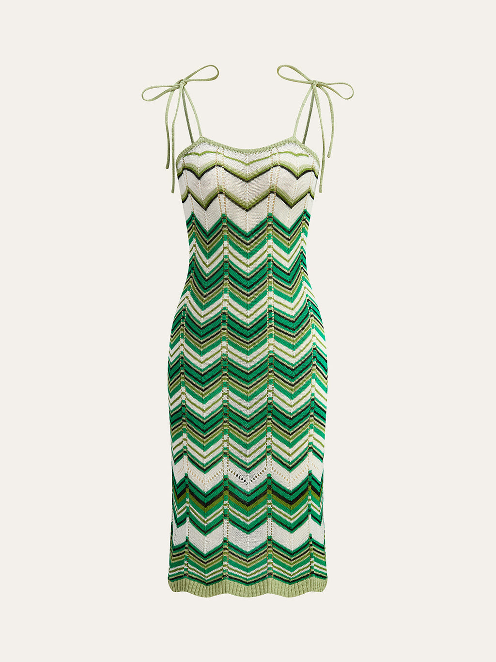 Chevron Knit Midi Dress with Tie Straps