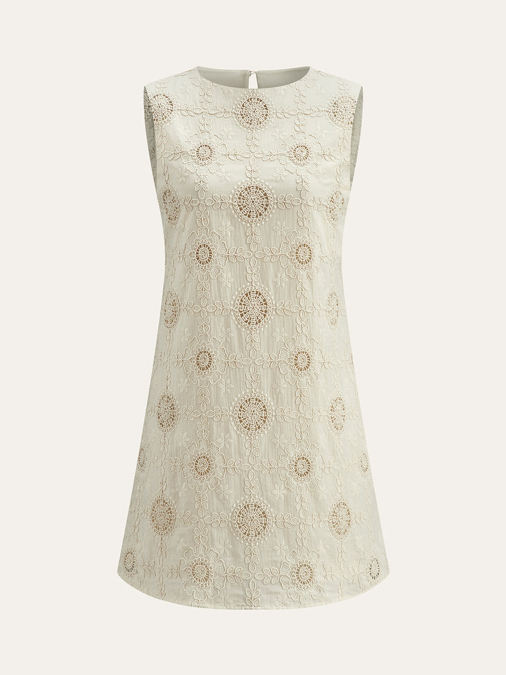 Cotton Sleeveless Dress with Detailed Embroidery