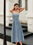 Sleek Zip-Front Denim Dress
