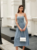Sleek Zip-Front Denim Dress
