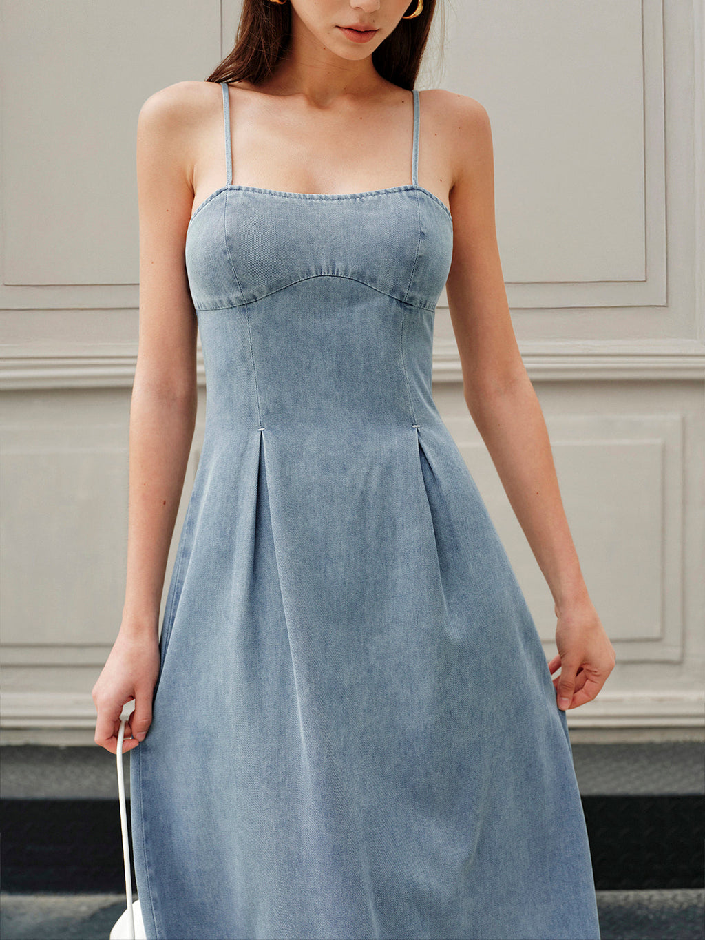 Sleek Zip-Front Denim Dress