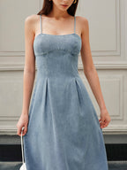 Sleek Zip-Front Denim Dress