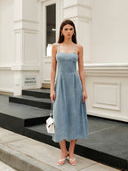 Sleek Zip-Front Denim Dress