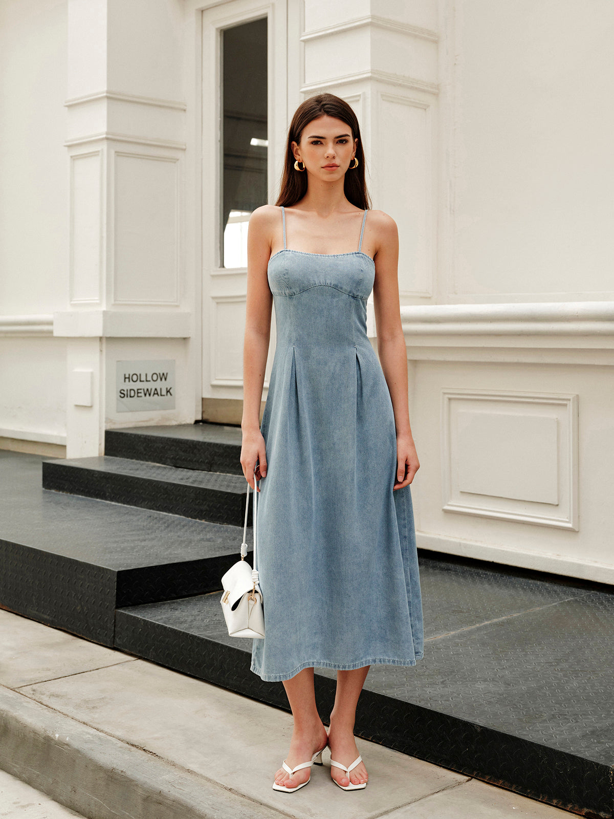 Sleek Zip-Front Denim Dress